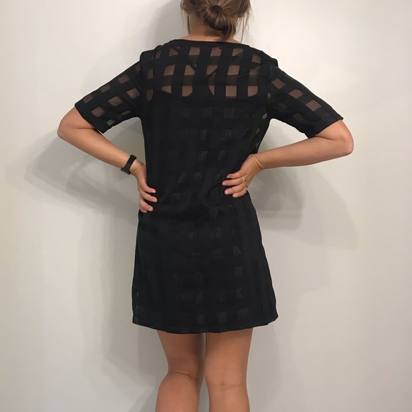 VINTAGE BLACK PLAID/GINGHAM SHEER DRESS!! - Picture 3 of 3
